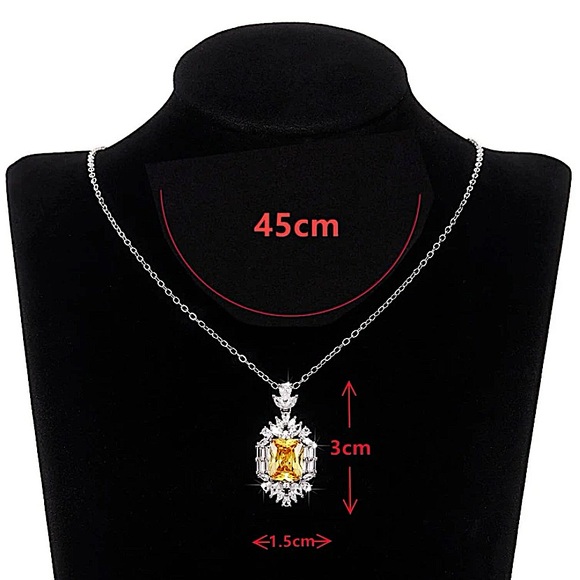 Canary Yellow 14K Diamond Citrine Pendant Charm Necklace Exquisite Luxury - Picture 12 of 14